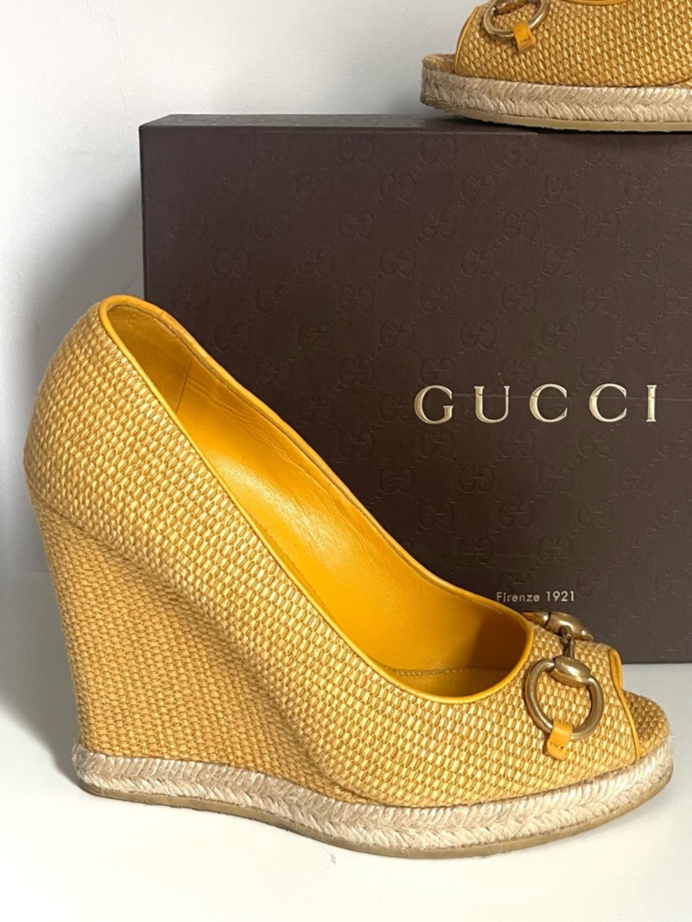AUTHENTIC GUCCI YELLOW WEDGES